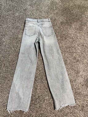 Express Light Gray Super High-Rise wide leg Jeans